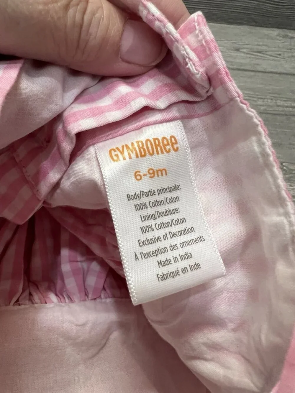 Gymboree Pink Gingham Easter Bunny Applique Jumper Dress Rick Rack Trim 6-9 M